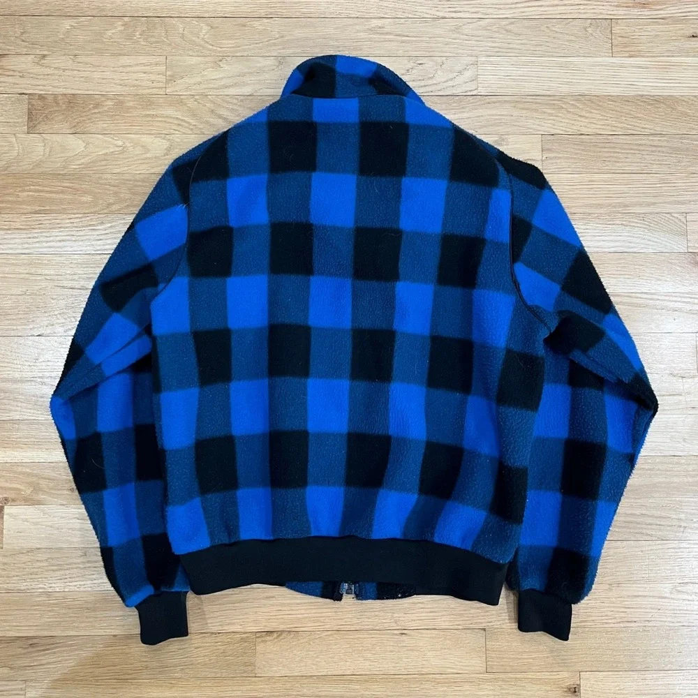 VTG Official Bud Light Plaid Fleece Jacket Zip Blue Black Men's XL Polarfleece